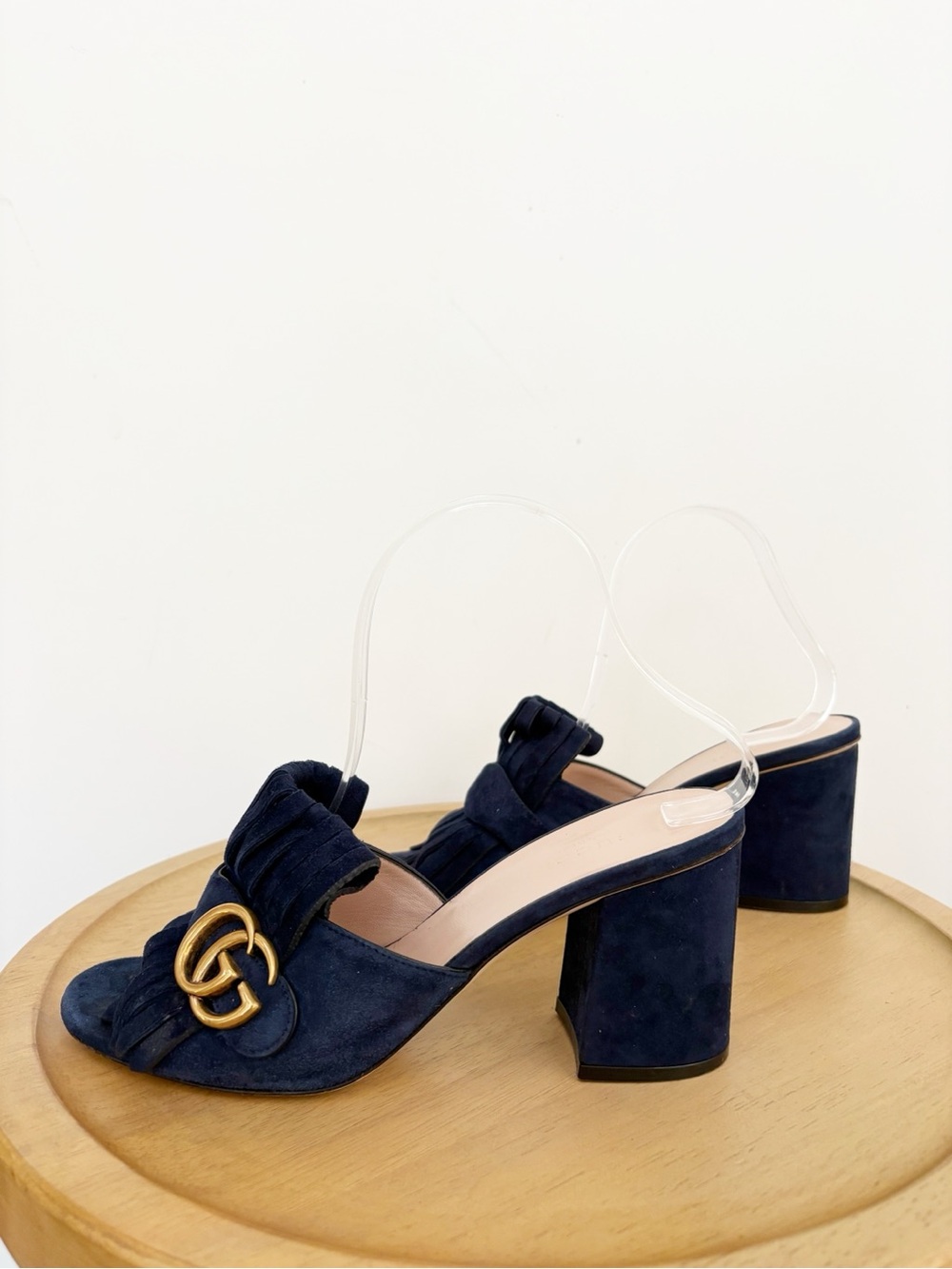 Gucci Kid Scamosciato GG Marmont Fringe Slip On Heel - Picture 4 of 8